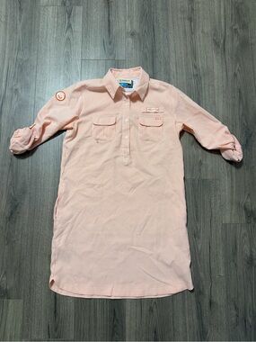 Magellan Outdoors Orange and White Striped Fishing Shirt